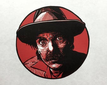 C is for Captain Beefheart linocut print