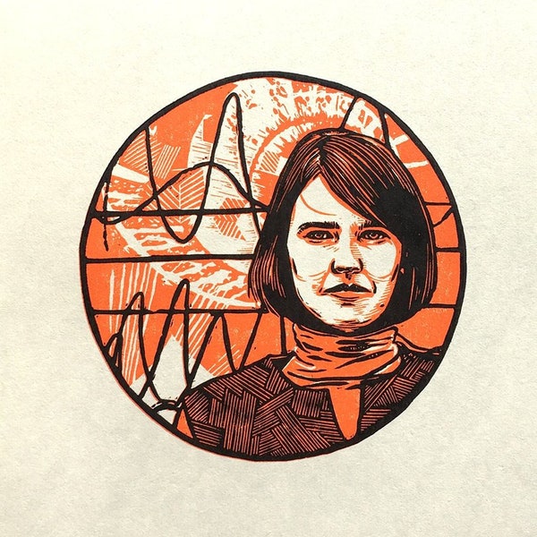 T is for Trish Keenan linocut print