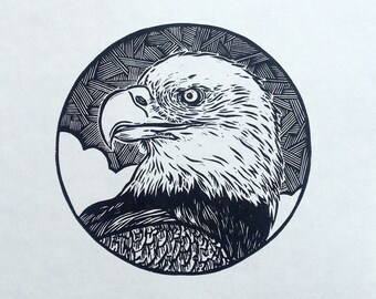 Eagle linocut print
