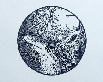 Fox linocut print