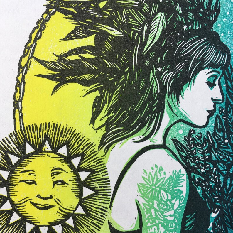 Vernal Equinox linocut print