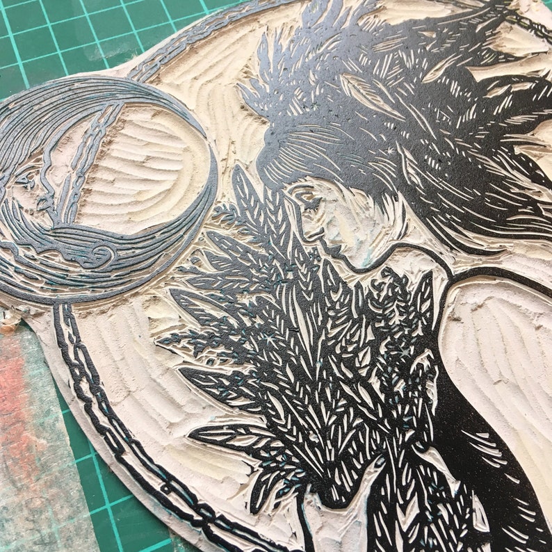 Vernal Equinox linocut print