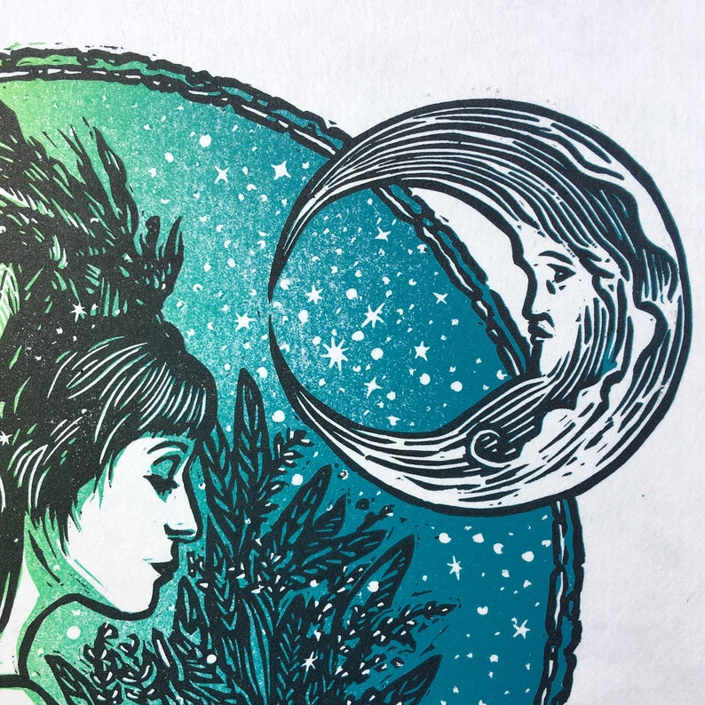 Vernal Equinox linocut print