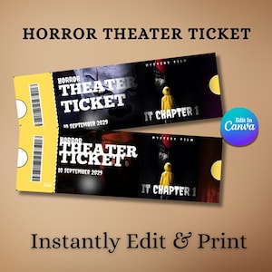 Editable Surprise Theater Ticket Template: Movie Lover Gift Event Ticket, Canva Template, Concert Ticket,   (Digital Download)