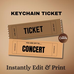 Funny Ticket Keychain Gift – Editable Retro Ticket Keychain for Him or Her, Unique Gift Idea, Vintage Style Custom Keychain