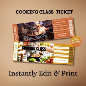 Digital Cooking Class Surprise Ticket Printable Gift Voucher for Food Lovers, Date Night Idea, Cooking Experience, Instant Download