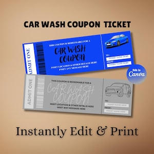 Sjabloon autowasbon: bewerkbare cadeaubon (directe download)