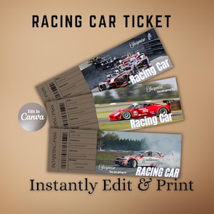 Racing Car Surprise Gift Ticket – Printable Race Ticket Template, Car Race Ticket, Racing Experience Voucher, Race Track Pass