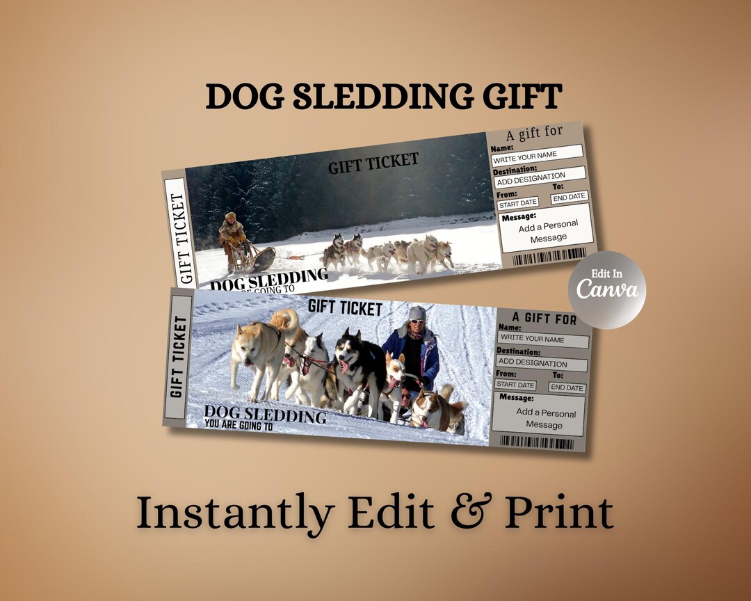 Dog Sledding Gift Ticket: Winter Adventure Reveal (printable PDF ...