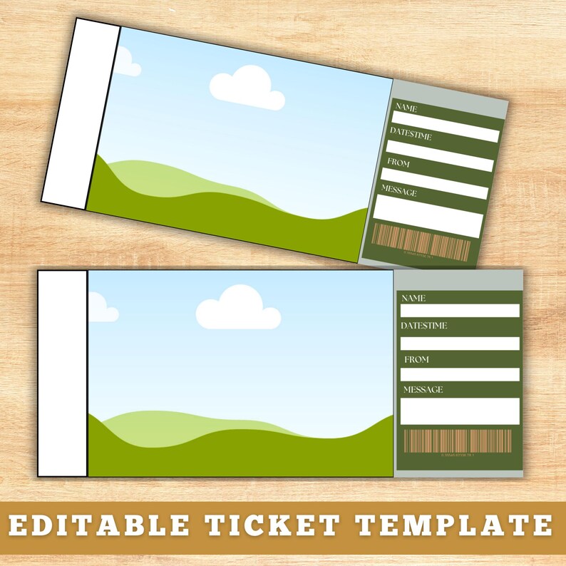 Editable Blank Ticket Canva Template, Event Ticket, Admit One Ticket