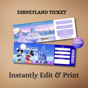 Disneyland Surprise Ticket Template: Editable Vacation Reveal (Digital Printable)