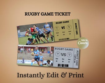 Editable Rugby Ticket Template: Surprise Match Gift (Digital Download)