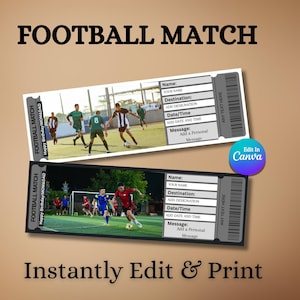 Football Ticket Gift | Custom Game Stub Keepsake | Printable Personalized Sports Ticket | Editable Football Gift for Fans or Coaches