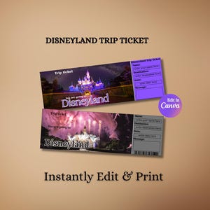 Magical Theme Park Trip Ticket: Editable Vacation Surprise Reveal (Printable Gift, Digital Download)