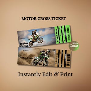 Motocross Racing Ticket Editable Surprise Gift | Printable Sports Trip Pass | Custom Racing Boarding Pass Invitation Template