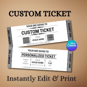 Personalized and Customize Ticket Birthday Invitation | Editable Gift Voucher | Printable Surprise Ticket for Birthday Gift Idea