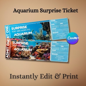 Aquarium Surprise Ticket | Editable Gift Ticket | Experience Gift Idea | Digital Download | Instant Printable by H2smash