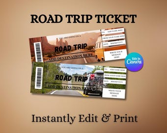 Road Trip Ticket Surprise: Getaway Travel Reveal (Printable Template, Instant Download