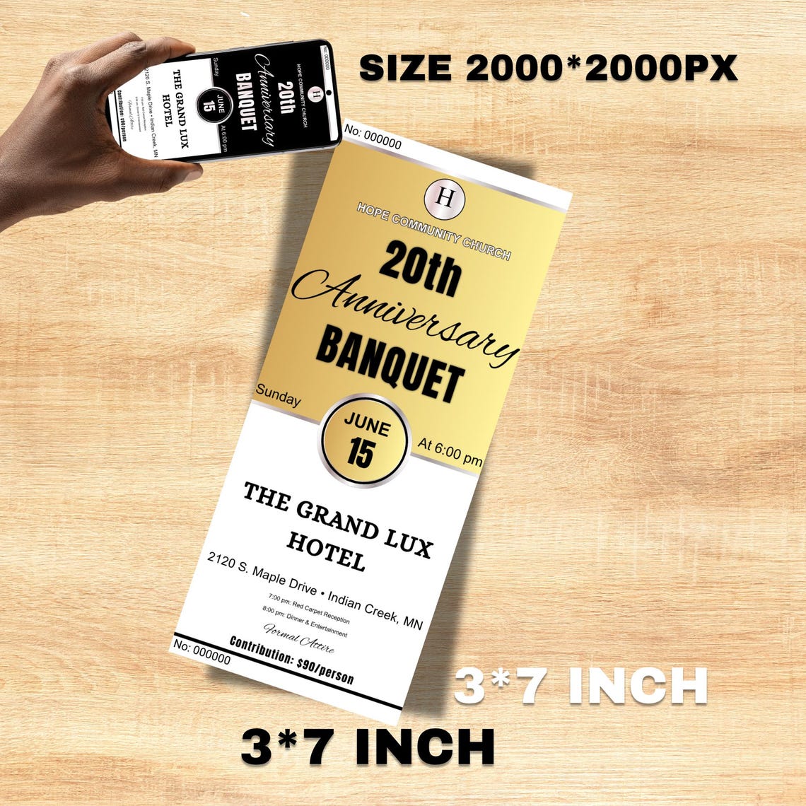 Anniversary Banquet Ticket Template, Editable Canva Gala Ticket ...