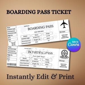 Personalized Airline Ticket Template: Surprise Trip Boarding Pass (Digital Download)