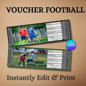 Voucher Football Ticket Gift | Personalized Game Day Ticket Template | Editable Sports Gift Voucher | Printable Football Gift Idea