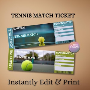 Überraschungs-Tennisspiel-Karte | Druckbare Gutschein Vorlage | Bearbeitbarer Sport-Geschenkgutschein | Tennis Fan Geschenk | Sofort Download PDF