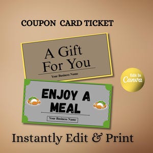 Coupon Cards Template Printable | Editable Gift Coupon Book | Digital Coupon Card for Love, Marketing, or Events | Instant Download