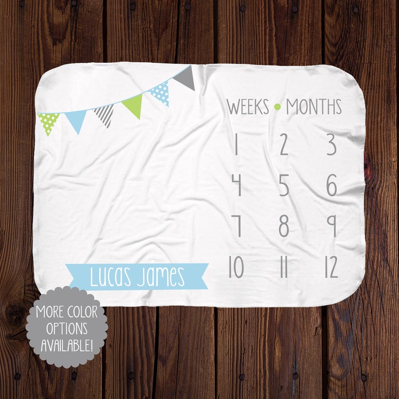 Personalized Milestone Blanket Boy Banner Monthly Blanket Etsy