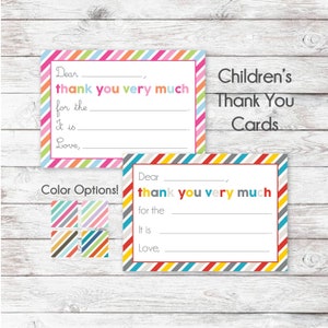 Cartes de remerciement pour enfants | Remplissez le | Cartes vierges Notes de remerciement pour les enfants | Cartes de notes
