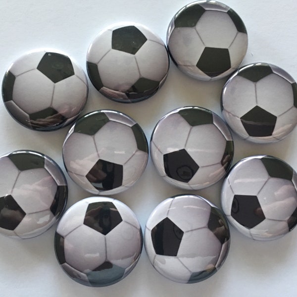 soccer gift (10 pack) soccer themed buttons choose 1", 1.25" or 1.5" pin, flat, hollow or magnet back