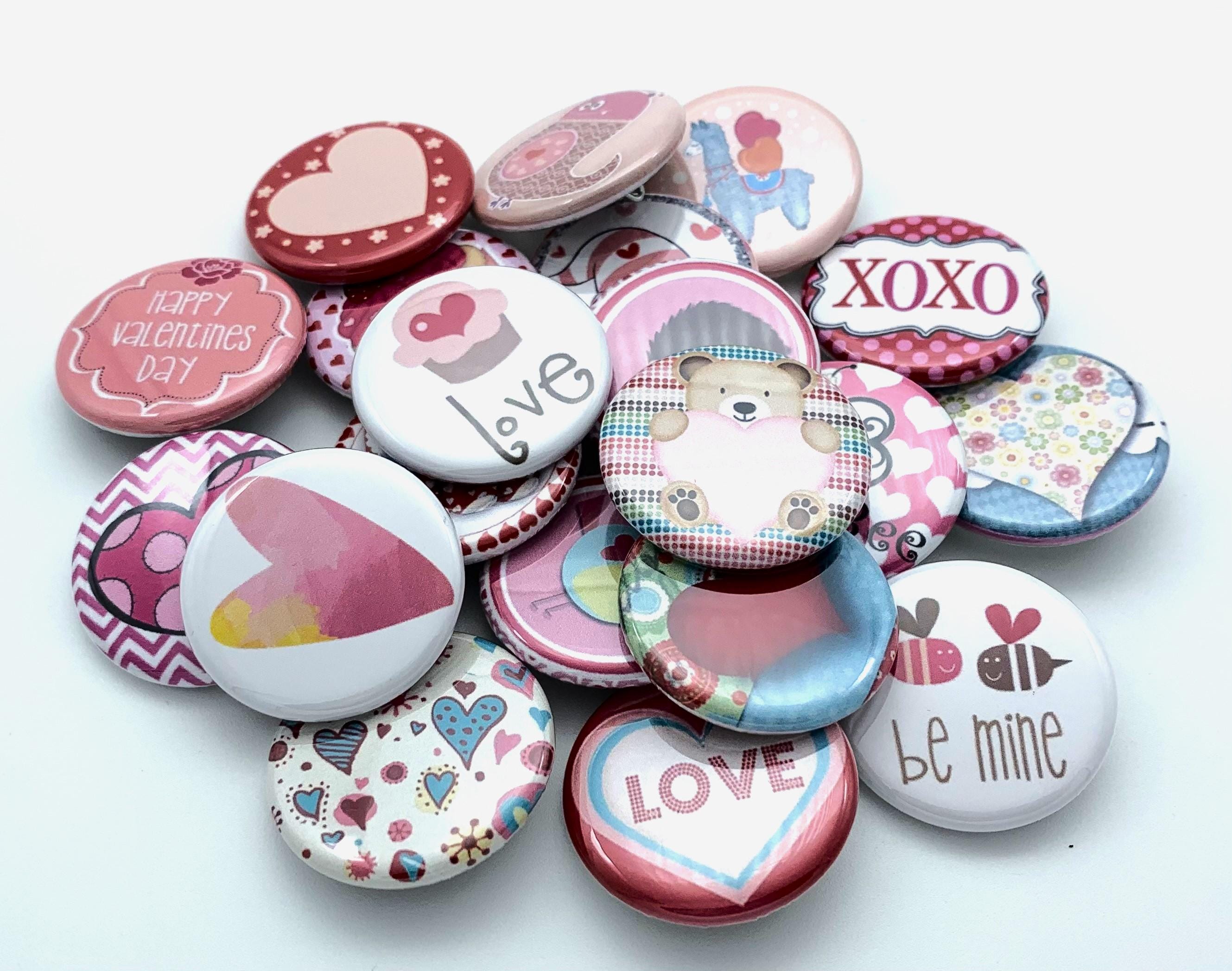 Valentine Button Cute Valentine Buttons /TWENTY Pack/ Various Backs and Sizes/ Great ...
