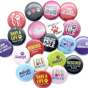 TWENTY Rescue shelter pet set buttons / various sizes and backs / great gift for animal lovers