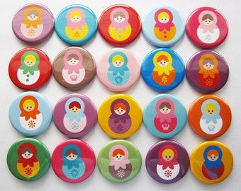 set of 20 1" or  1.25 inch buttons pinback flatback or hollowback