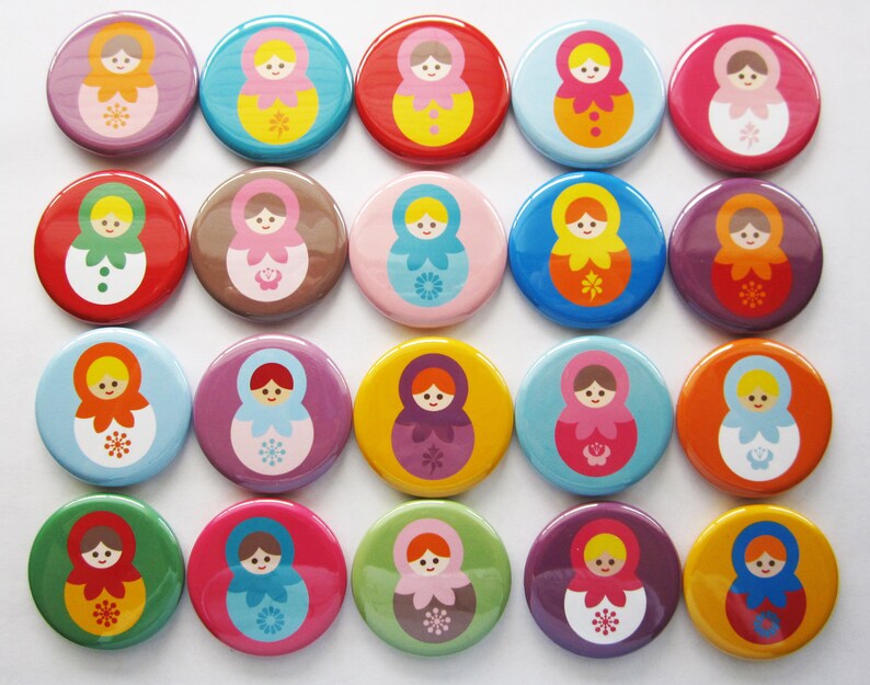 set of 20 1 or 1.25 inch buttons pinback flatback or hollowback image 1