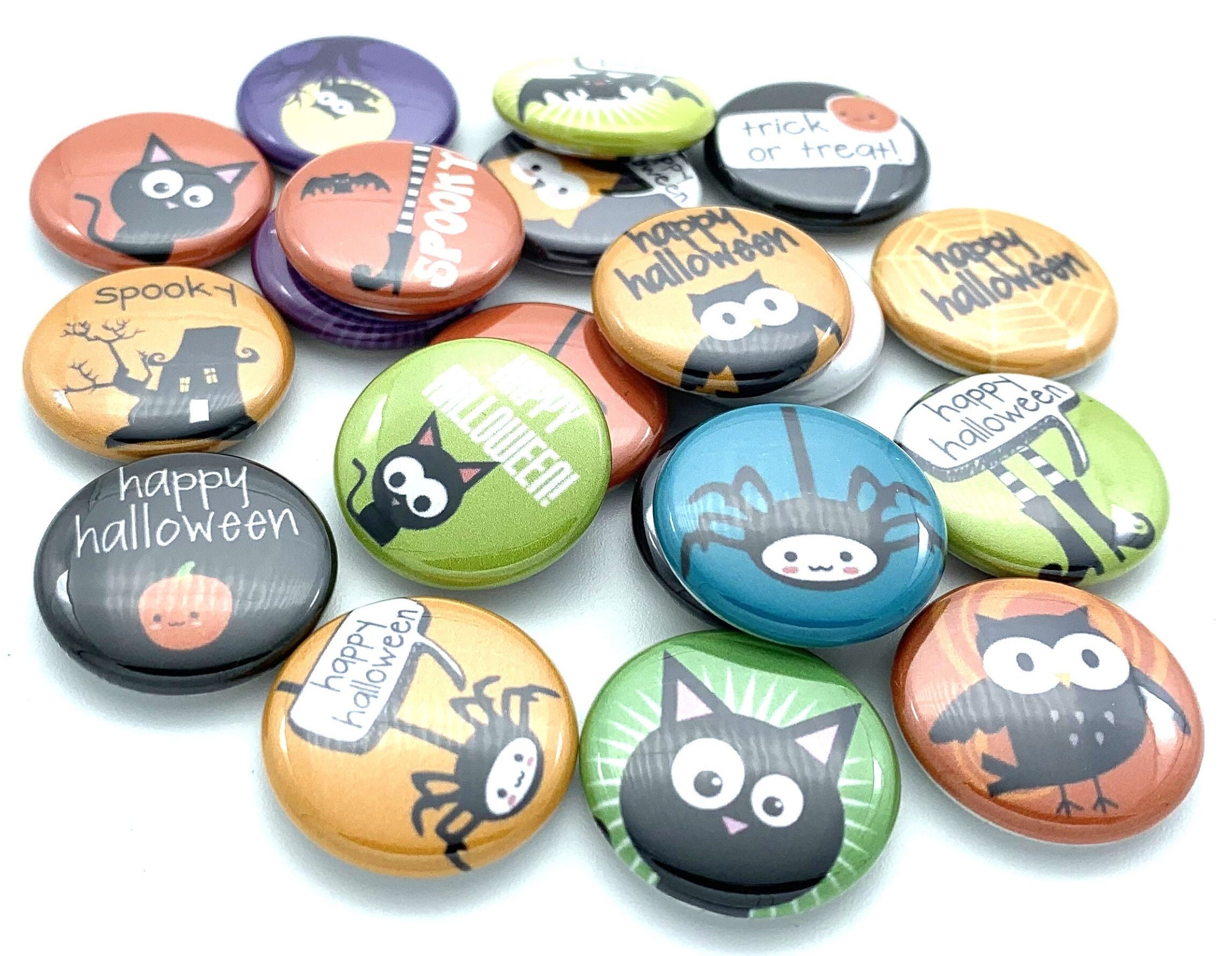 Halloween Party 20 Pack of Buttons Choose 1", 1.25", 1.5" Pin, Flat ...