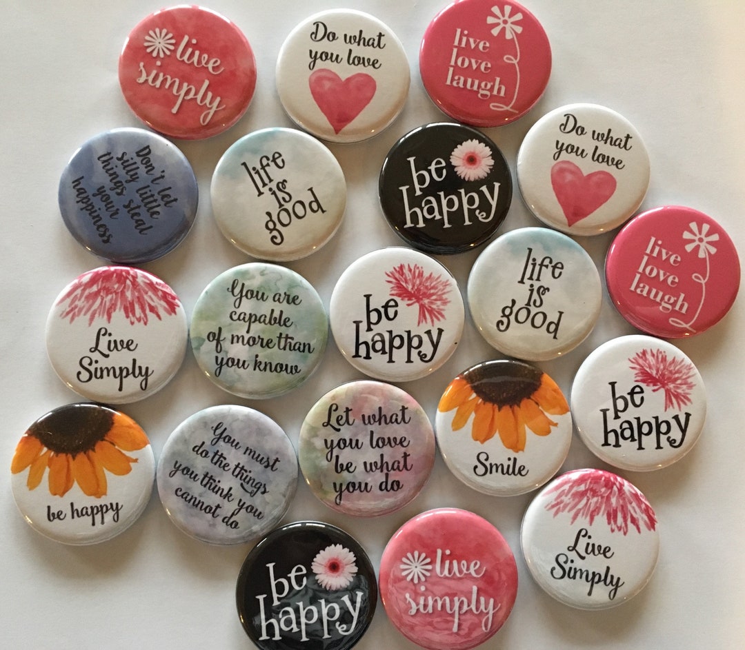 Set of 20 1 or 1.25 inch Buttons Pinback Flatback or Hollowback