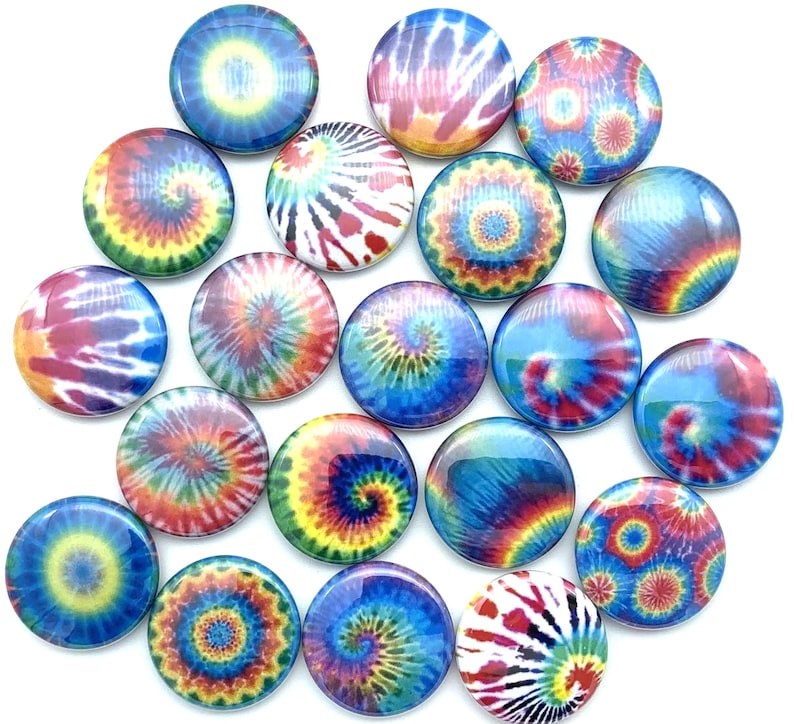 Buttons Dye Colorful Tie Dyed Designs Buttons / Set of TWENTY / Choose Size and ...