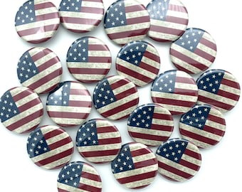 American Flag buttons TWENTY pack / various sizes and backs / patriotic gift / 4th of July party favor
