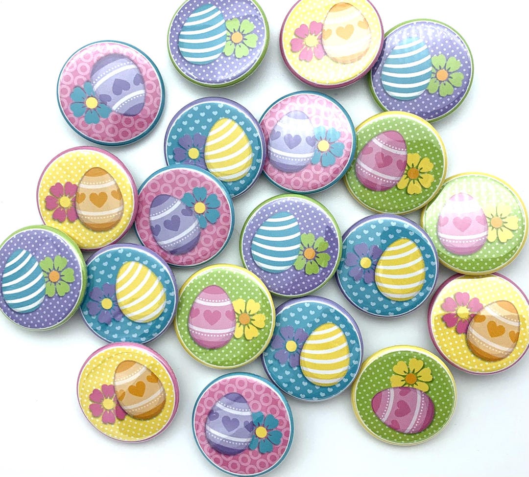 Colorful Easter Egg Buttons / TWENTY Pack / Various Backs and Sizes ...