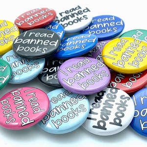 I read banned books pins (20 pack)  various sizes and back types / great book lover or librarian gift