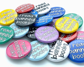 I read banned books pins (20 pack)  various sizes and back types / great book lover or librarian gift