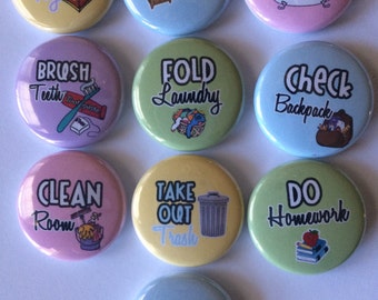chore chart magnets. Set of 10 1" or 1.25"