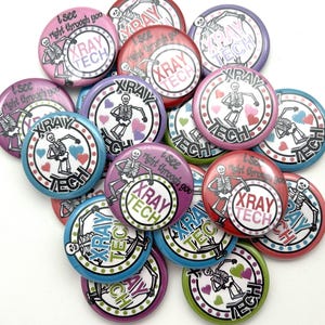 X-Ray tech button set of TWENTY / various sizes and backs / badge reel supply