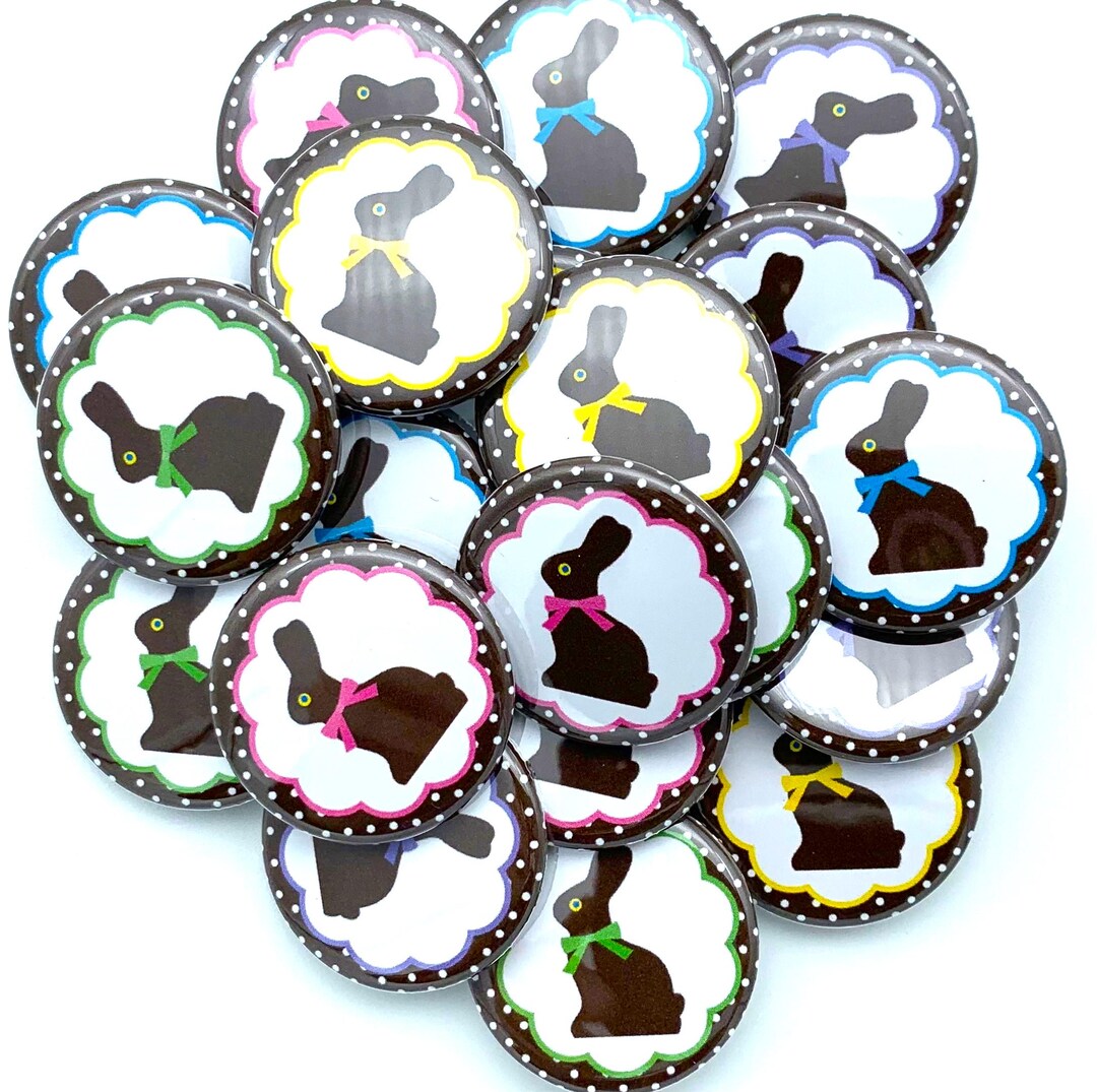 Chocolate Easter Bunny Themed Buttons / TWENTY Pack / Various Backs and ...
