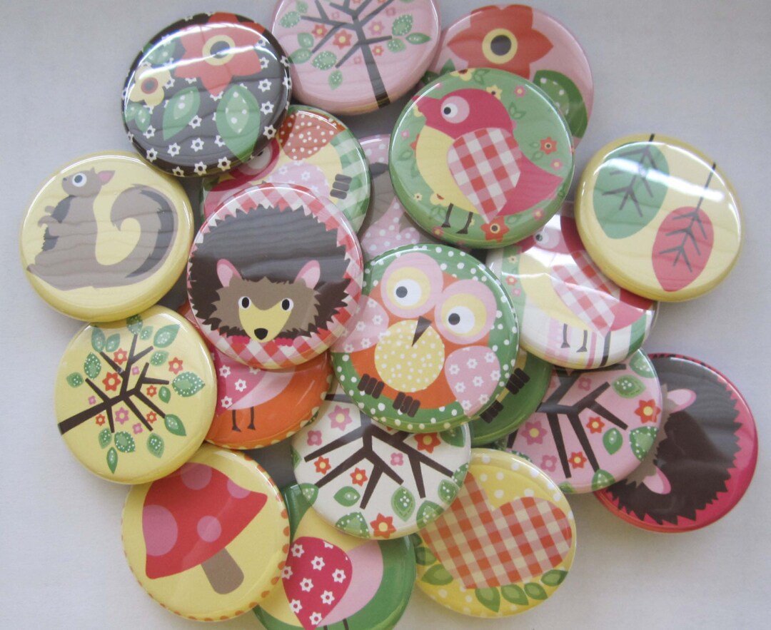 Hedgehog Woodland Creature Gift Button Set of 20 1", 1.25" or 1.5" Pin ...