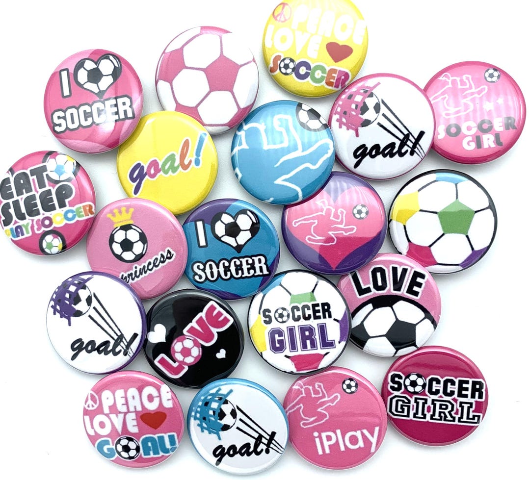 Soccer Button Soccer Player Button Set / TWENTY Total / Various Sizes and Backs ...