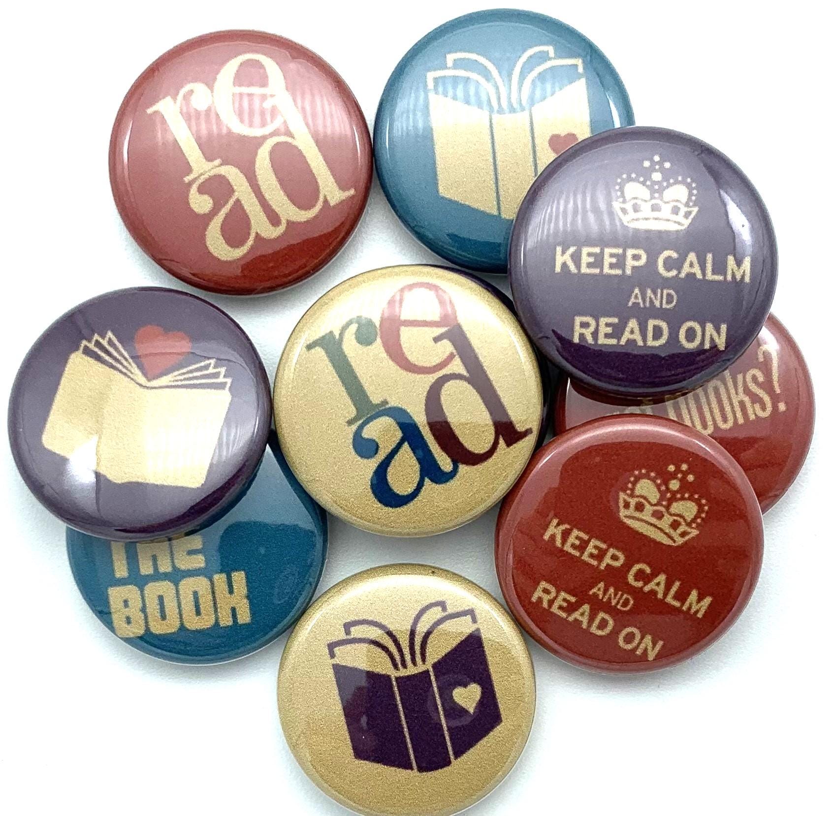 TEN (ten) Reading Book Lover Button Set. Choose From Multiple