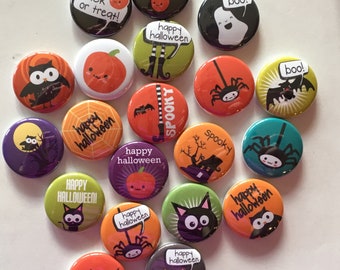 halloween party 20 pack of buttons choose 1", 1.25", 1.5" pin, flat, hollow or magnet