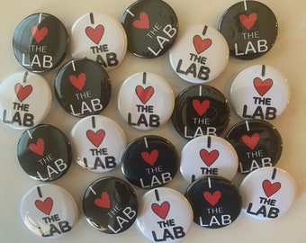 Lab tech theme set of 20 buttons.  1 inch 1.25 inch or 1.5 inch choose from pins, flat, hollow or magnets