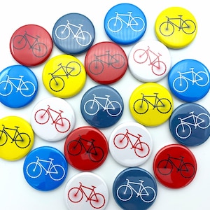 Bicycle cycling buttons (20 pack) Bike party favors 1&quot; 1.25&quot; 1.5&quot; 1.75&quot; size choose pin flat or magnet back great gift for bike lover